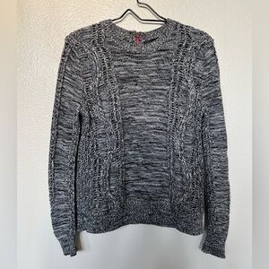 360 Cashmere Gray Cable Knit Red Zipper Sweater